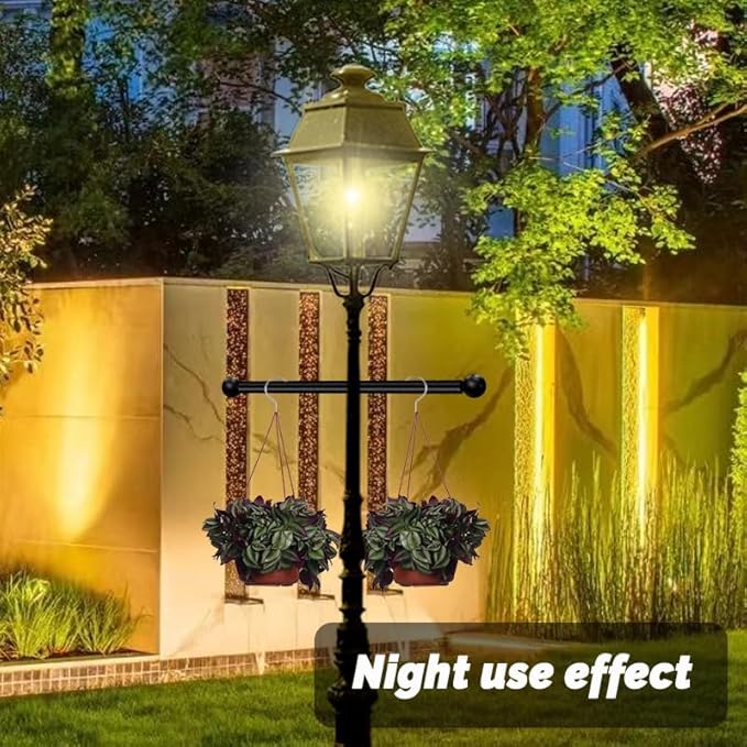 iplusmile Lamp Post Cross Arm Replacement: 22" Cross Arm Ladder Rest Handle with Removable Decorative Spheres for Outdoor Lamp Posts Poles, Black