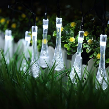 Solar String Light Outdoor Waterproof Solar Drop Lights,Water Drop Fairy Lights 13ft 20LEDs Solar Light with 8 Modes Solar Party Lights for Garden,Christmas Decorations (20ft 30LED White)