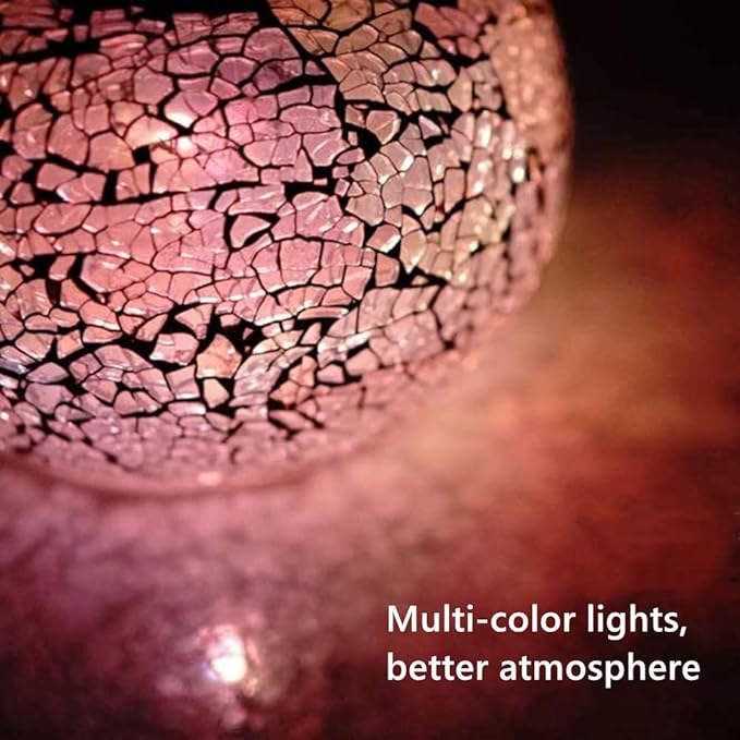 SunKite Solar Table Lights Outdoor Indoor Color Changing Crackle Crystal Glass Night Lights,Waterproof Solar Powered Mosaic Glass Lamp for Garden Yard Patio Christmas Decorations (Light Color)