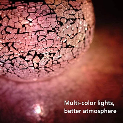 SunKite Solar Table Lights Outdoor Indoor Color Changing Crackle Crystal Glass Night Lights,Waterproof Solar Powered Mosaic Glass Lamp for Garden Yard Patio Christmas Decorations (Light Color)