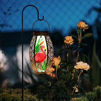 STARSOUL Solar Lantern Outdoor Waterproof, Hanging Solar Lantern for Patio Garden Yard Decor, Flamingo Garden Decor, Flamingo Gift for Women