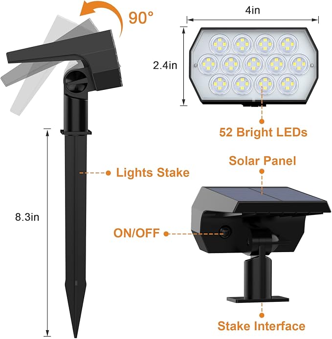 52 LED Solar Garden Spotlights 10-Pack, LED