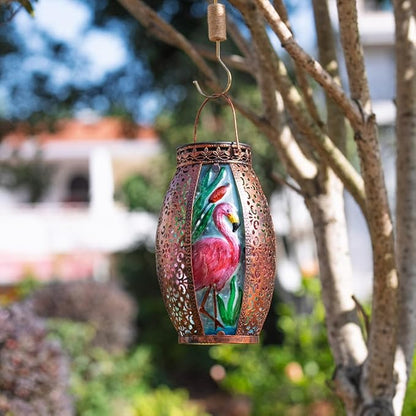 STARSOUL Solar Lantern Outdoor Waterproof, Hanging Solar Lantern for Patio Garden Yard Decor, Flamingo Garden Decor, Flamingo Gift for Women