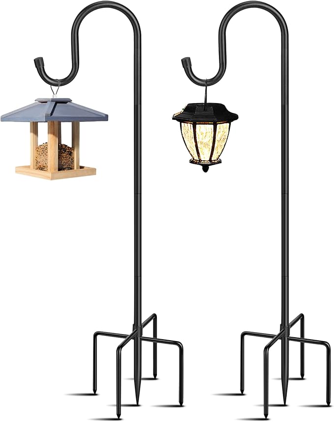 2-Pack 48" Garden Shepherd Hooks, Iron Plant Hangers