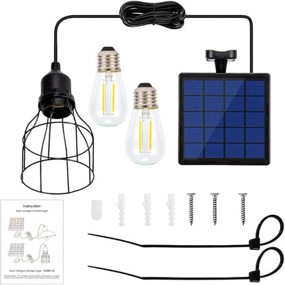Solar Lights Outdoor Dusk to Dawn Shed Light 9.8FT Extension Cable Solar Powered Bulb Pendant Waterproof for Indoor, Chicken Coop, Porch, Gazebo (Warm White)