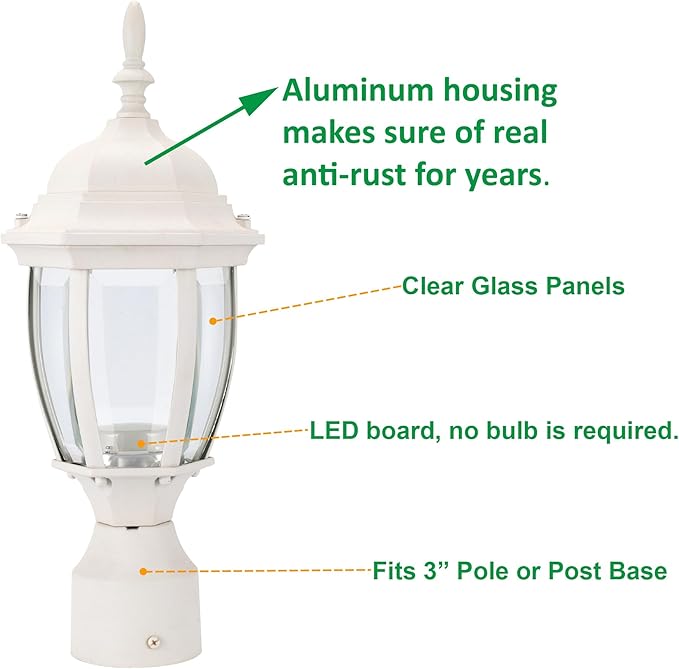 Daylight White Solar Pole Lantern, Outdoor Post Lighting