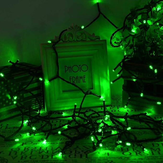 Joomer Green Battery String Lights, 66ft 200LED Fairy Lights Battery Operated Timer 8 Modes Waterproof for Outdoor St. Patrick's Day Christmas Trees Decoration