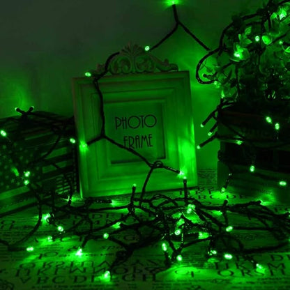 Joomer Green Battery String Lights, 66ft 200LED Fairy Lights Battery Operated Timer 8 Modes Waterproof for Outdoor St. Patrick's Day Christmas Trees Decoration