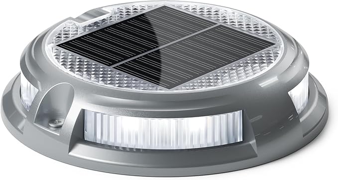 SIEDiNLAR Solar Driveway Lights Outdoor 16 LEDs 9 Modes, Dock Markers Deck Lights Waterproof Warning for Pathway Driveway Walkway Ground Step Yard Garden, RGB (1 Pack)
