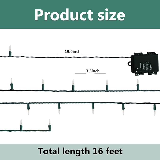 Christmas Twinkle Lights, 16ft Waterproof for Backyard