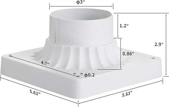 Outdoor Post Light Mounting Base 2 Pack,Cast Aluminum Pier Mount Base Adapter for Deck Porch Garden in Matter White Finish 5.6" W*5.6" L