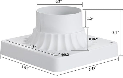 Outdoor Post Light Mounting Base 2 Pack,Cast Aluminum Pier Mount Base Adapter for Deck Porch Garden in Matter White Finish 5.6" W*5.6" L