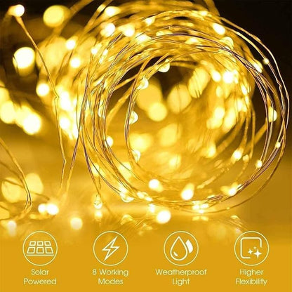 2 Pack Fairy Lights Solar Operated -39ft 100 LED Silver Wire String Lights Waterproof Mini Firefly Lights for Bedroom, Wedding, Mason Jars, DIY, Crafts, Christmas Garlands, Party Decor