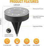 Solar Flat Disk Lights 12-Pack, Waterproof Walkway