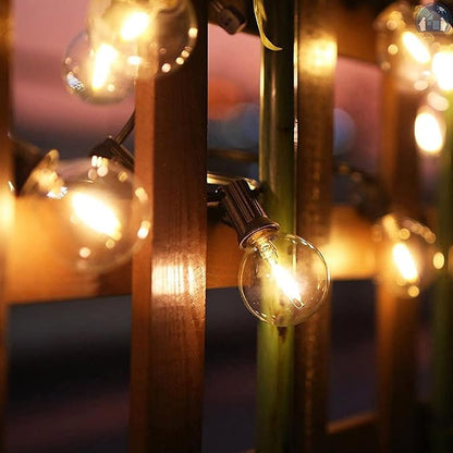 LED Outdoor String Lights, 25Ft G40 Globe Patio String Light Waterproof with 27 LED Warm White Bulbs, Hanging Outdoor Lights for Backyard Garden Porch Bistro Wedding Party Holiday Decor, Black Wire