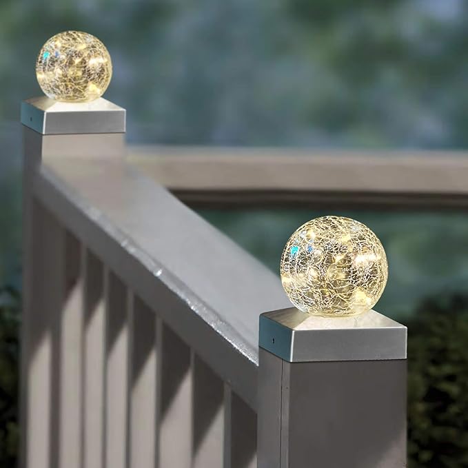 SUNNYPARK Solar Post Lights - Outdoor Post Cap Light for Fence Deck or Patio Garden Decoration Solar Powered Caps, LED Lighting, Lamp Fits 4x4 in - Warm White 4 Pack