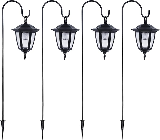 4-Pack Warm White Solar Path Lights, Outdoor Yard LED