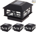 4-Pack Black Yard Post Cap Lights, Solar LED