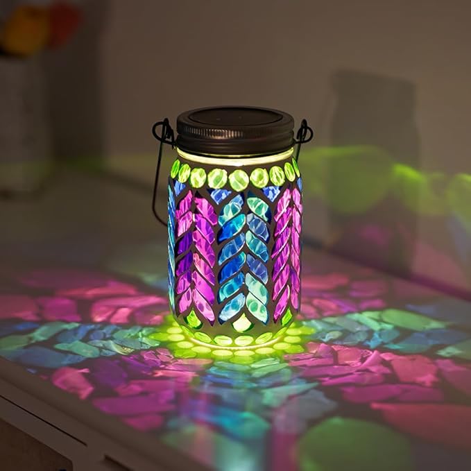 Mosaic Solar Garden Lanterns, Decorative Waterproof LED