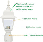 Pole Lantern for Outdoor Posts, White Waterproof