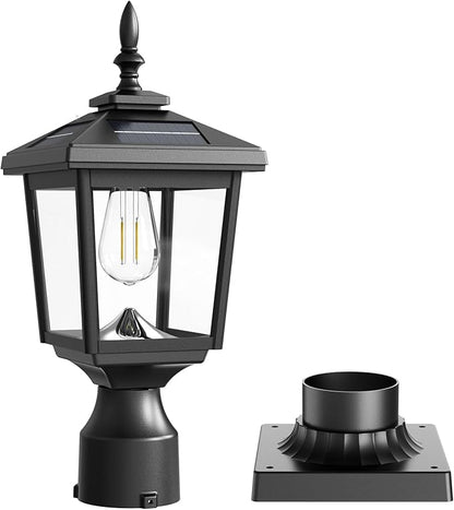 Greluna Solar Post Light Outdoor, 60 Lumens Dusk to Dawn Lamp Post Light, Solar Powered & Waterproof, Fits 6x6 Wooden Posts, 3 Inch Poles, for Garden, Pathway, Driveway, Fence & Yard（Cool White）