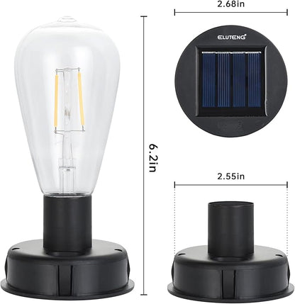 ELUTENG 4 Pack Solar Hanging Lights - Replacement Top with Bulb (2.75 Inch) - Waterproof Solar Lantern Accessories for DIY Outdoor Lanterns