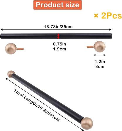 Geesatis 2Pcs Lamp Post Cross Arm Ladder Rest,Cross Arm Replacement for Outdoor Lamp Posts Pole Light,Small Bronze Ball Cross arm Handle Replacement,Black Bar with Bronze Caps