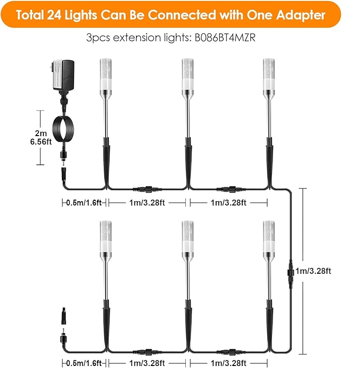 6-Pack IP65 Solar Landscape Lights for Walkway