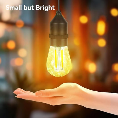 Solar Light Bulb Dusk to Dawn Solar Lights Indoor Waterproof 3000K with Cable 9.8FT Portable Hanging Pendant for Replacement DIY, Chicken Coop, Outdoor 2 Pack