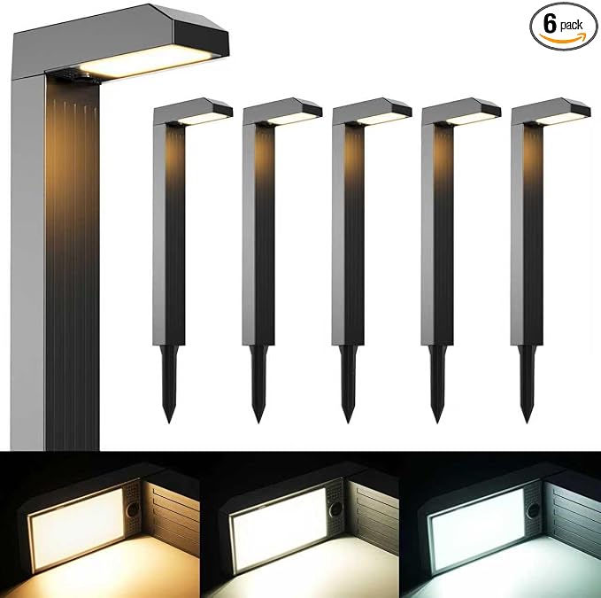 6-Pack Solar Pathway Lights, IP65 Waterproof LED Driveway Lights