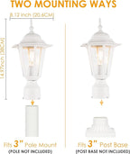 White Lamp Post Light with Planter, Solar Outdoor