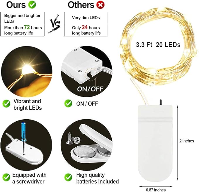 3ft Warm White Outdoor Edison String Lights, Weatherproof