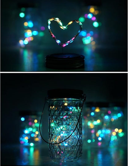 Decorman Solar Mason Jar Lights, 8 Pack Waterproof Fairy Star Firefly Lids String Lights with 8 Hangers for Patio Yard Garden Party Wedding Christmas Decoration(Jars Not Included)