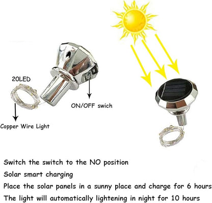 ANGMLN Solar Diamond Shaped Wine Bottle Cork Lights 10 Pack 20LED Solar String Fairy Lights Outdoor Waterproof for Wedding Holiday Garden Patio Pathway Bar Concert Outdoor Decorative (Multicolor)