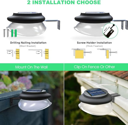 DBF Outdoor Solar Gutter Lights - Solar Fence Lights Outdoor Waterproof LED Deck Lighting Wall Mount Decorative Auto On/Off for Eaves Yard Garage Garden Deck Patio Railing (6 Pack)