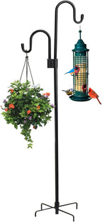 Shephard Hooks Outdoor 76 Inches for Lanterns Double Hooks Heavy Duty Shepherd Stand Plant Hanger Yard Hooks for Solar Lights,Bird Feeder Wedding Adjustable Height&Hooks Powder Coated