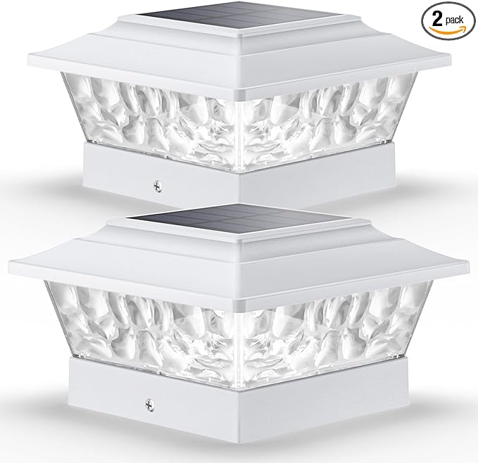 2-Pack Upgraded Solar Post Cap Lights for Deck, LED