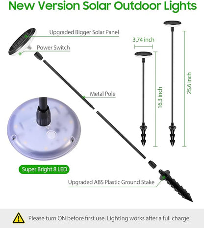 LETMY Solar Pathway Lights Outdoor, 8 Pack Durable Metal Solar Path Lights, Auto On/Off Garden Lights Solar Powered, IP65 Waterproof Solar Lights Outdoor for Landscape, Path, Garden, Patio, Driveway