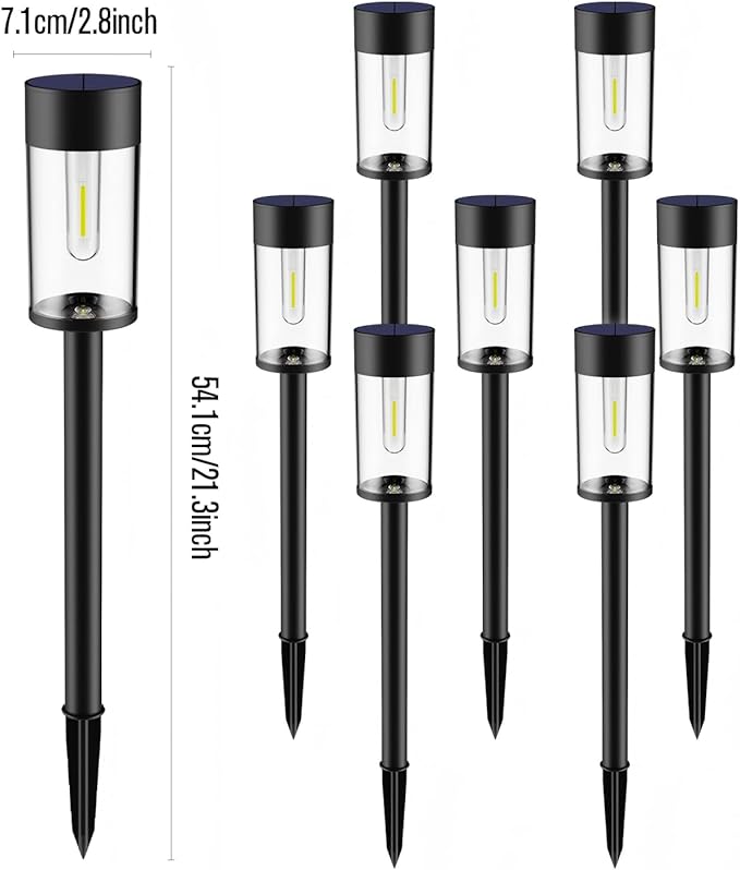 8 Pack Solar Pathway Lights Outdoor Waterproof, High Brightness LED Solar Garden Lights for Patio, Yard, Lawn, Landscape, Driveway, Walkway, Auto On/Off, 3000K