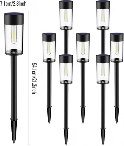 8 Pack Solar Pathway Lights Outdoor Waterproof, High Brightness LED Solar Garden Lights for Patio, Yard, Lawn, Landscape, Driveway, Walkway, Auto On/Off, 3000K