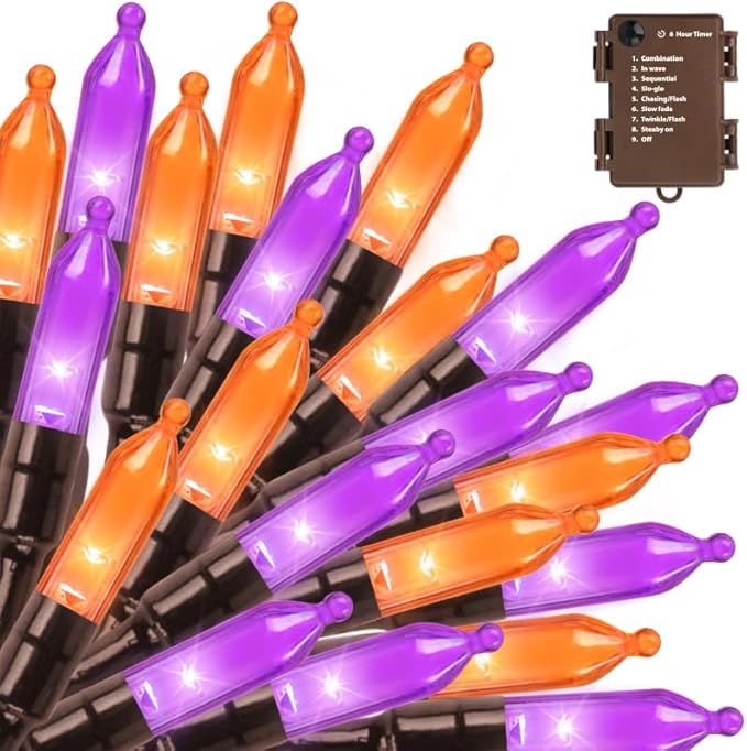 Halloween Patio String Lights, 16ft 50 LED Waterproof