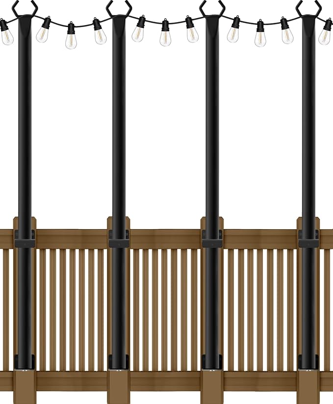 4-Pack Metal String Light Poles, 5ft Patio Stands