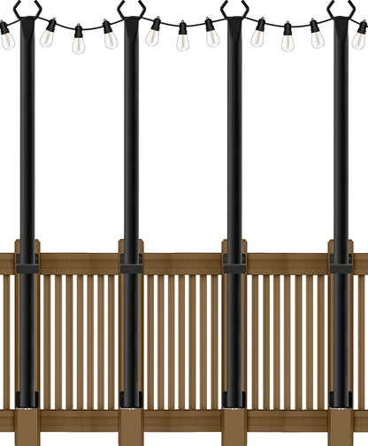 AILBTON 4 Pack 5Ft String Light Poles,Light Poles for Outside String Lights,Outdoor Light Poles with Fork,Metal Pole Stand for Patio,Backyard,Deck