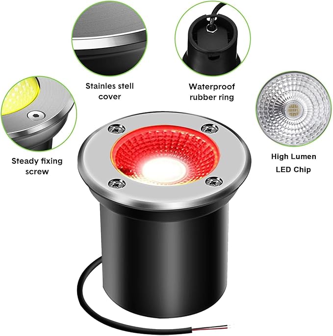 Multicolor In-Ground Solar Lights, Flat LED Landscape