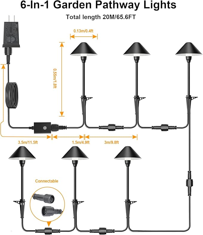 6-Pack Solar Pathway Lights, Waterproof LED Garden Lights
