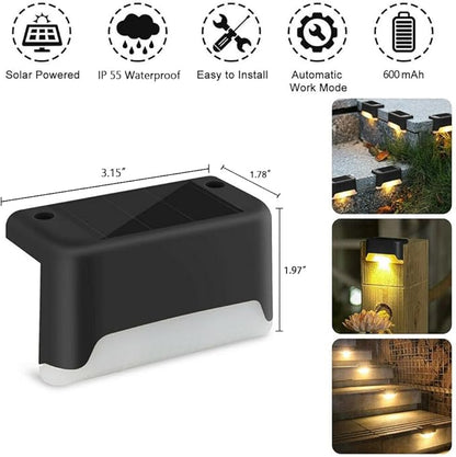 Solar Deck Lights Outdoor, 24 PCs LED Solar Fence Lights Waterproof, Garden Decorative Step Lights, LED for Patio Porch Stairs Yard Driveway Pathway (Warm White, 24-Pack)