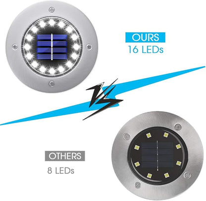 NFESOLAR Solar Lights Outdoor with 16 LEDs, Bright Solar Ground Lights Outdoor Waterproof for Yard Garden Lawn Walkway Driveway (White 8 Pack)