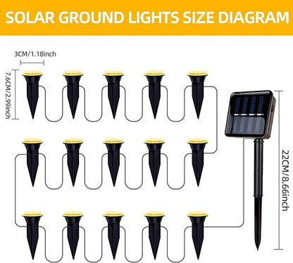 15 LED Solar Ground Lights Outdoor, Waterproof Solar Pathway Lights, LED Landscape Lighting for Garden, Patio, Driveway, Walkway - Warm White