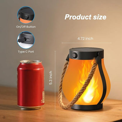 Hompavo Gen2 Solar Lanterns Outdoor with Ultra-Real Flame, Dual Charging (USB/Solar) & 2 Modes - Waterproof Decorative Hanging/Table Lights for Yard Patio Garden Gift Halloween Christmas Decoration, 2
