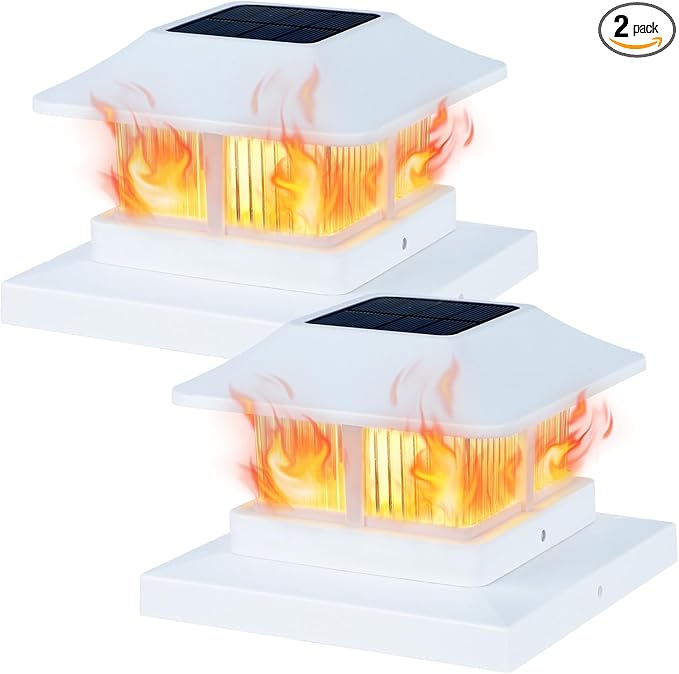 2-Pack Solar Post Cap Lights, White Waterproof